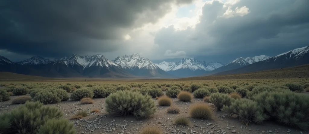 Symbolizing Stability/Peak: A local Sagebrush (Artemisia tridentata) distant Sierra horizon. - AI Generated