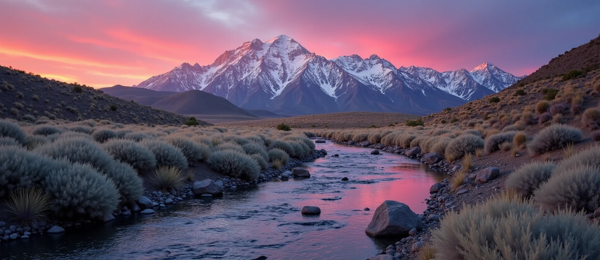 Symbolizing Flow/Cleansing: A local Desert Peach clear cold snowmelt stream. - AI Generated