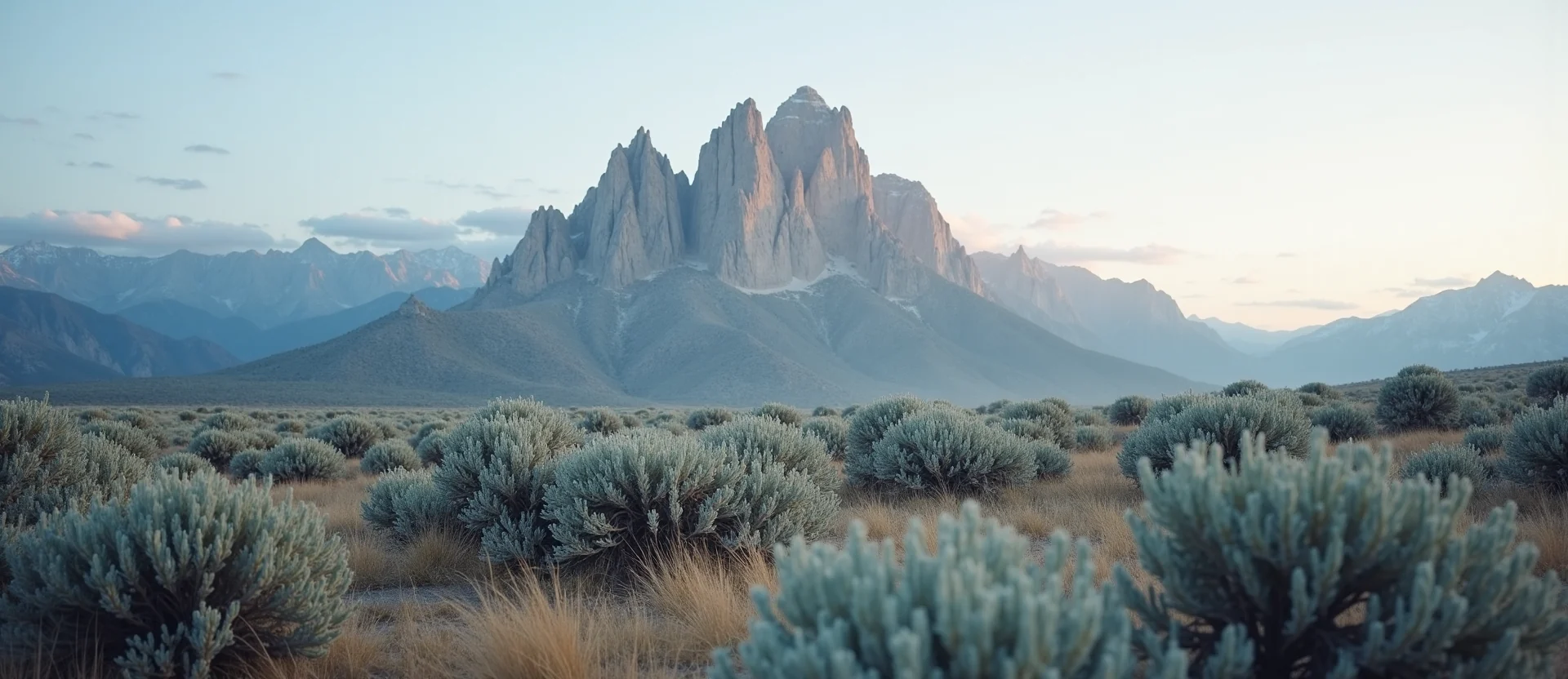 Symbolizing Stability/Peak: A local Sagebrush (Artemisia tridentata) jagged granite peak. - AI Generated