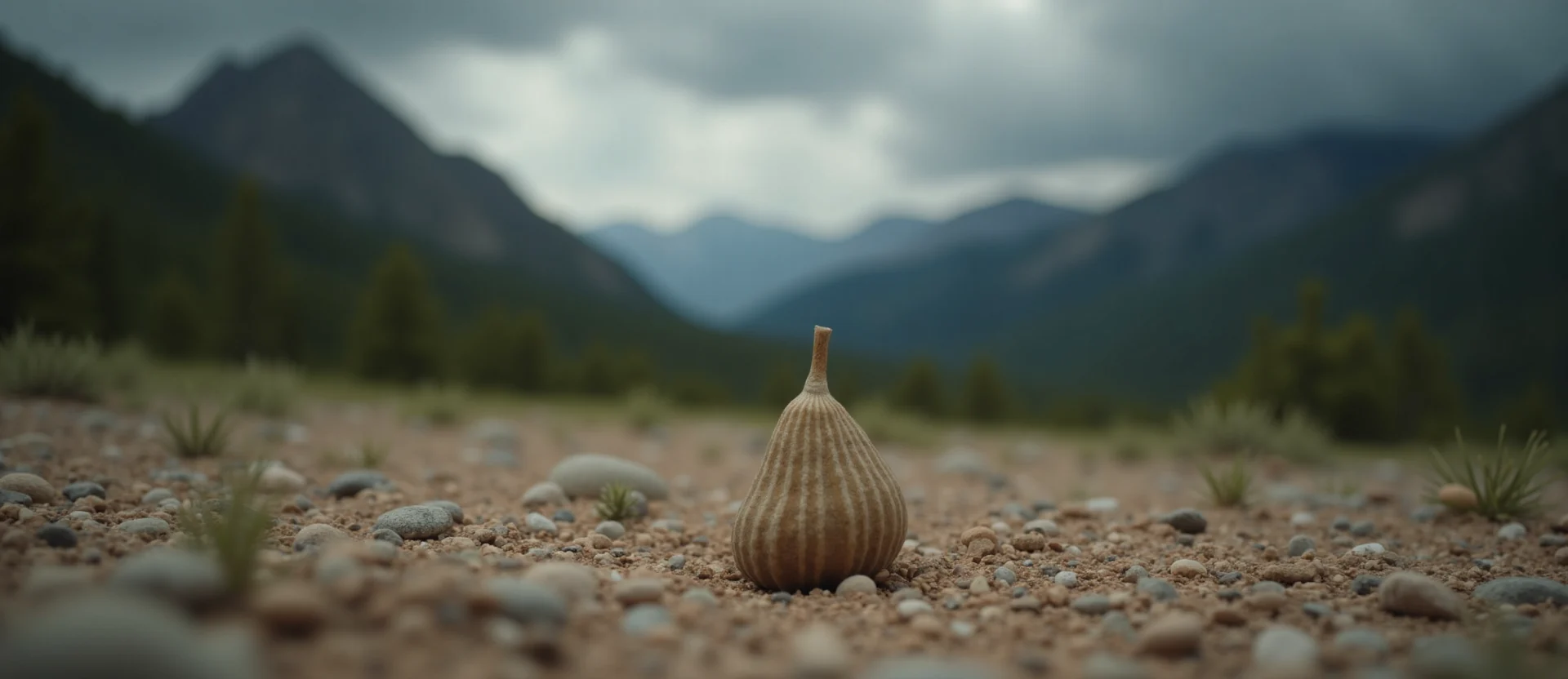 Symbolizing Seed/New Beginning: A local Quaking Aspen single pine seed on dry earth. - AI Generated