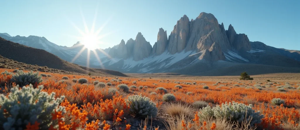 Symbolizing Stability/Peak: A local Indian Paintbrush jagged granite peak. - AI Generated