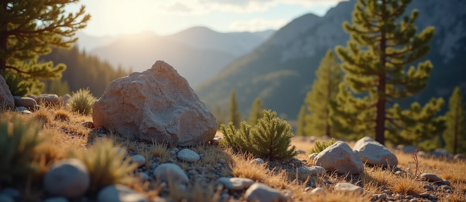 Symbolizing Stability/Peak: A local Desert Peach jagged granite peak. - AI Generated