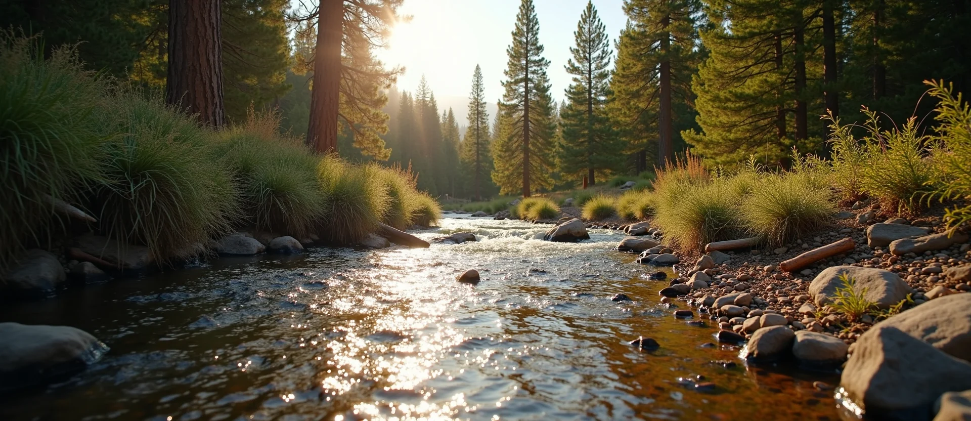 Symbolizing Flow/Cleansing: A local Ponderosa Pine babbling mountain creek. - AI Generated