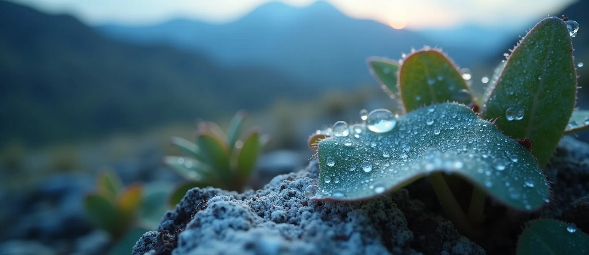 Symbolizing Flow/Cleansing: A local Indian Paintbrush raindrops on desert leaves. - AI Generated