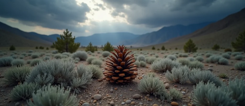Symbolizing Seed/New Beginning: A local Sierra Juniper opening pine cone. - AI Generated