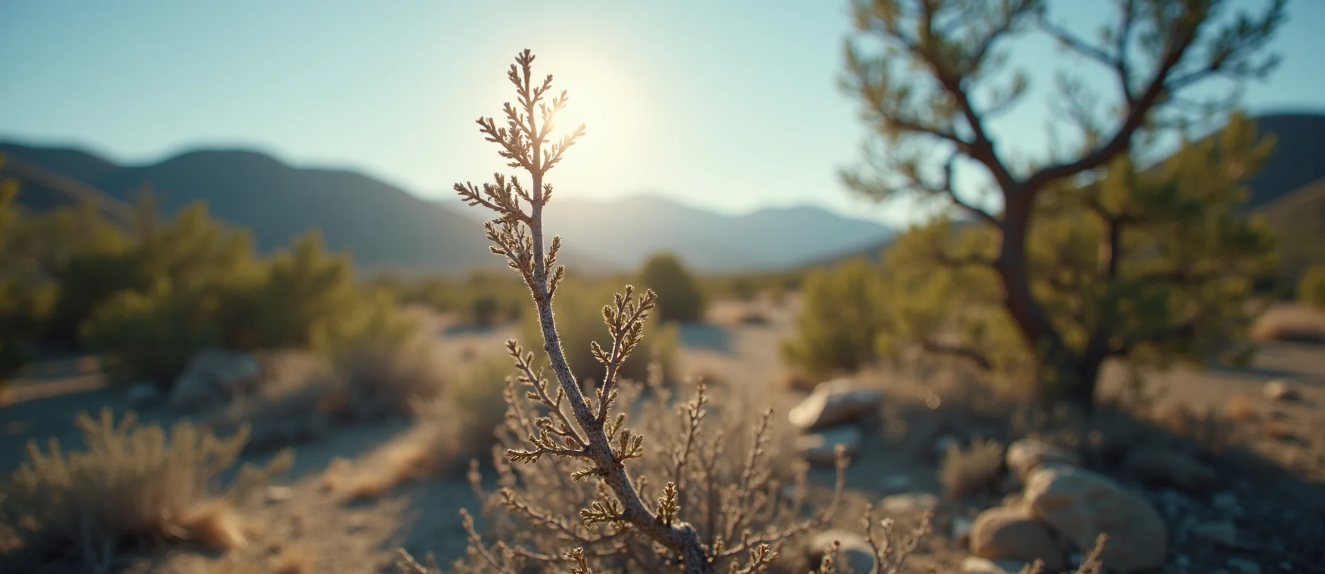 Symbolizing Growth/Resilience: A local Sierra Juniper new branch reaching for the sky. - AI Generated
