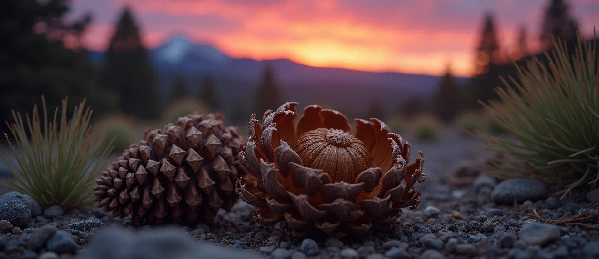 Symbolizing Seed/New Beginning: A local Mountain Mahogany opening pine cone. - AI Generated