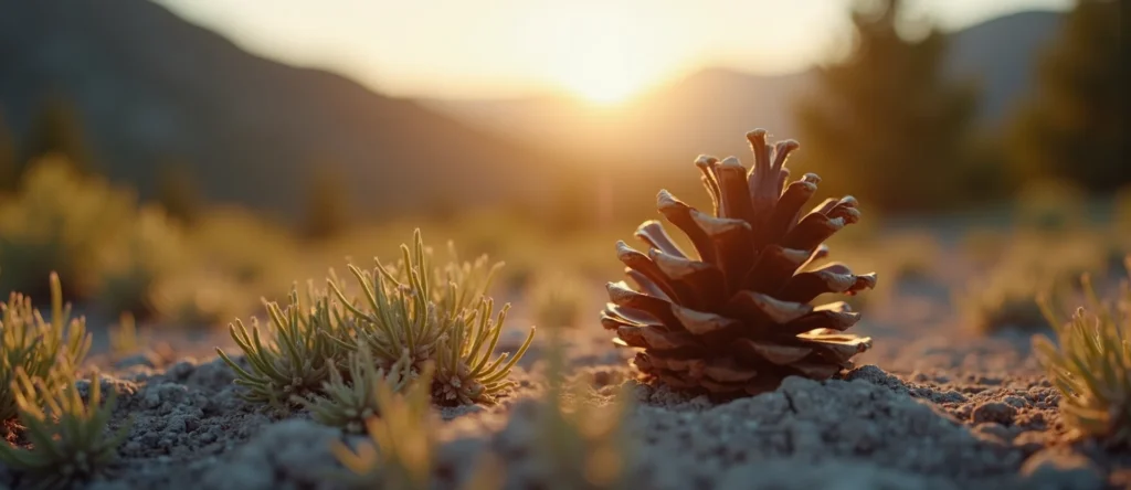 Symbolizing Seed/New Beginning: A local Mountain Mahogany opening pine cone. - AI Generated