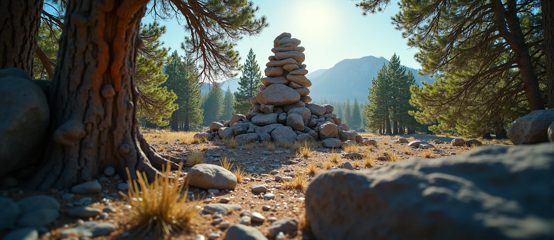 Symbolizing Stability/Peak: A local Mountain Mahogany ancient rock cairn. - AI Generated