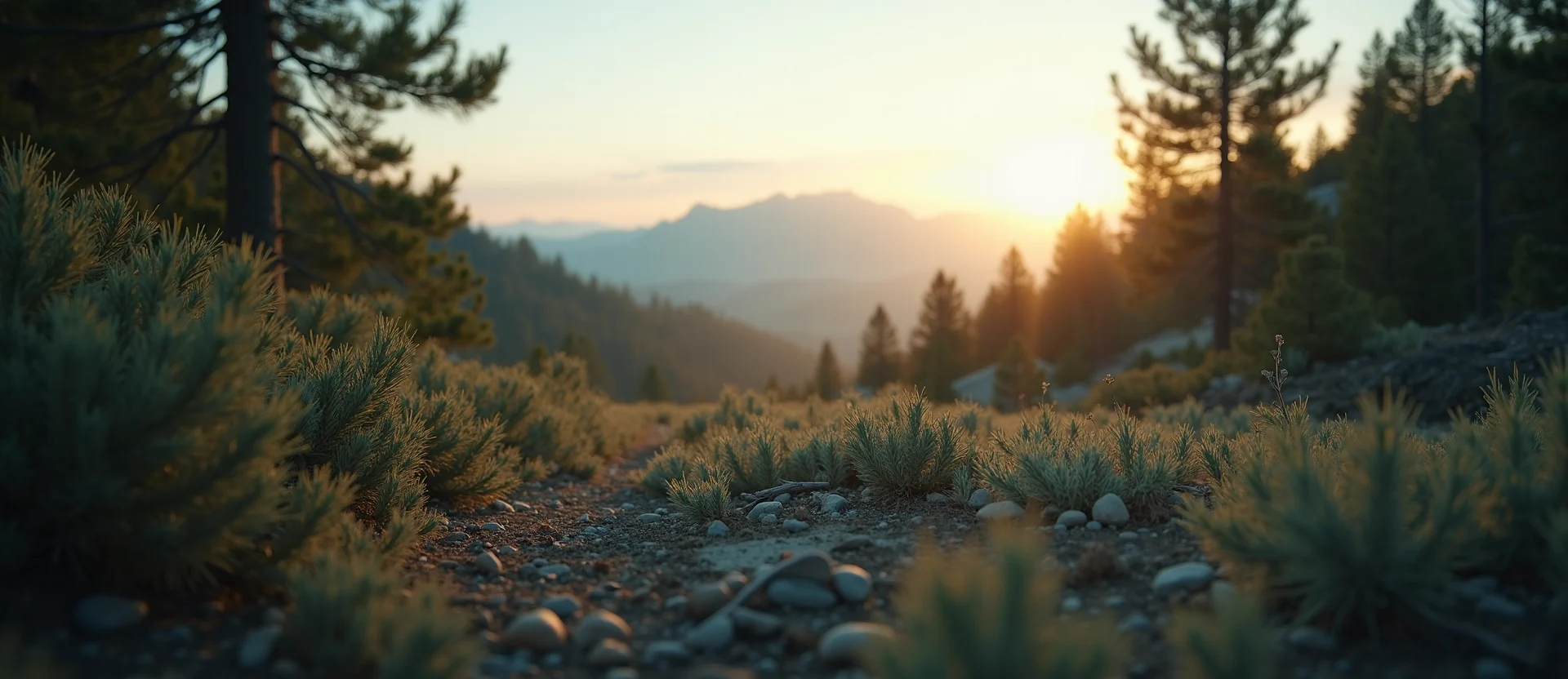 Symbolizing Stability/Peak: A local Sagebrush (Artemisia tridentata) distant Sierra horizon. - AI Generated