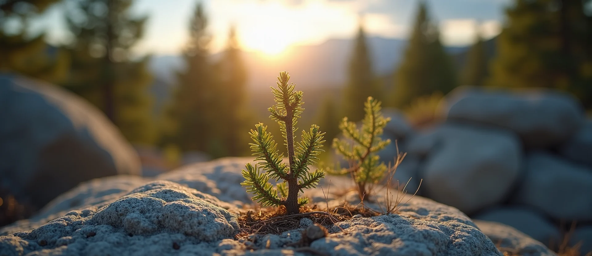 Symbolizing Growth/Resilience: A local Ponderosa Pine new branch reaching for the sky. - AI Generated