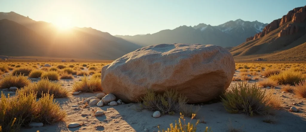 Symbolizing Stability/Peak: A local Indian Paintbrush unshakable boulder. - AI Generated
