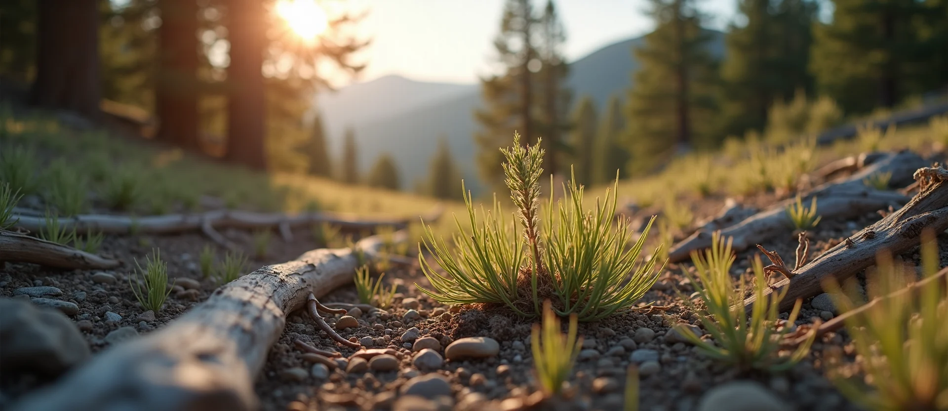 Symbolizing Seed/New Beginning: A local Desert Peach sprouting sagebrush seedling. - AI Generated