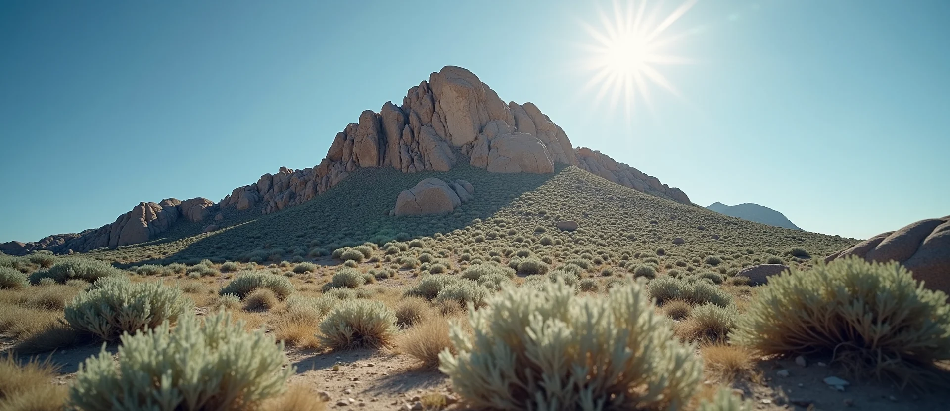 Symbolizing Stability/Peak: A local Sagebrush (Artemisia tridentata) solid mountain ridge. - AI Generated