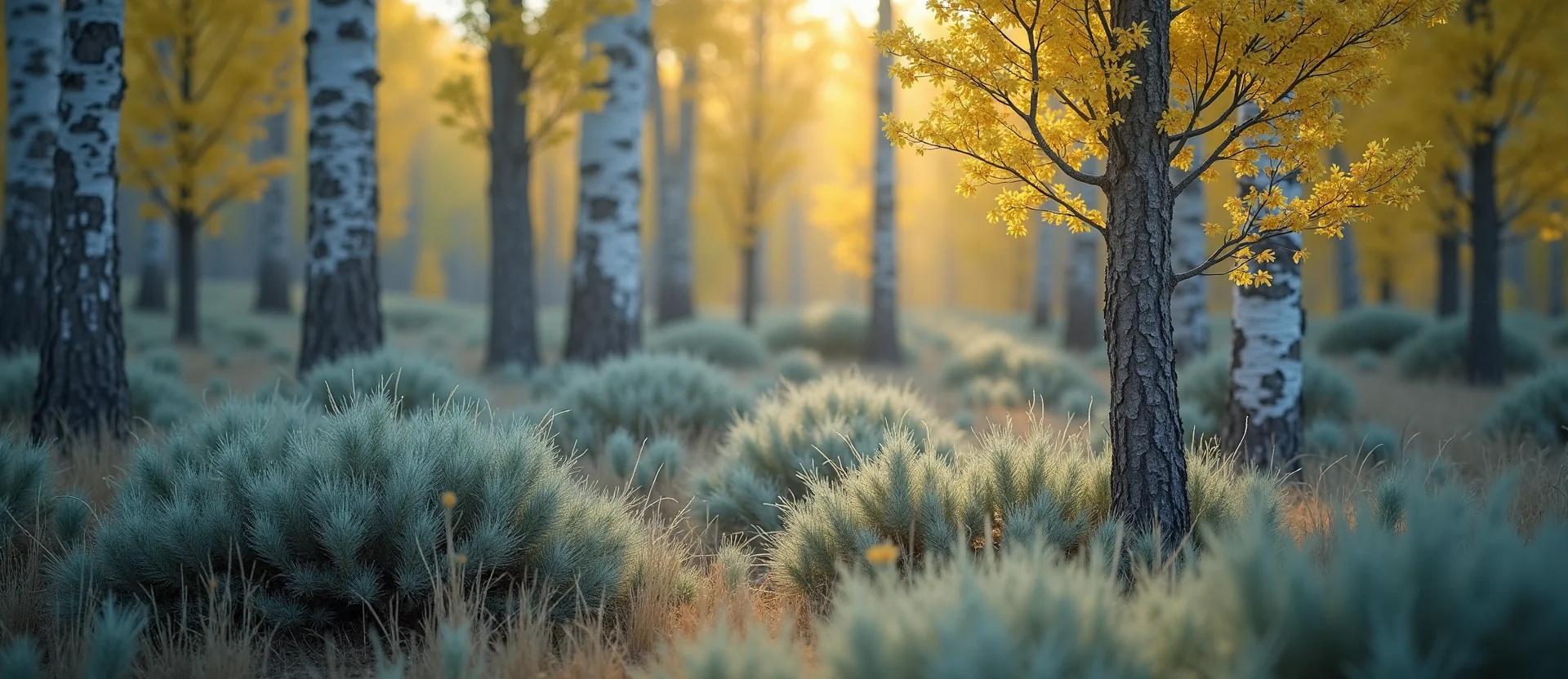 Symbolizing Growth/Resilience: A local Rabbitbrush thriving aspen grove. - AI Generated