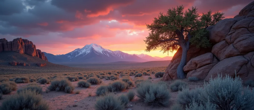 Symbolizing Growth/Resilience: A local Desert Peach tree growing out of a rock cleft. - AI Generated