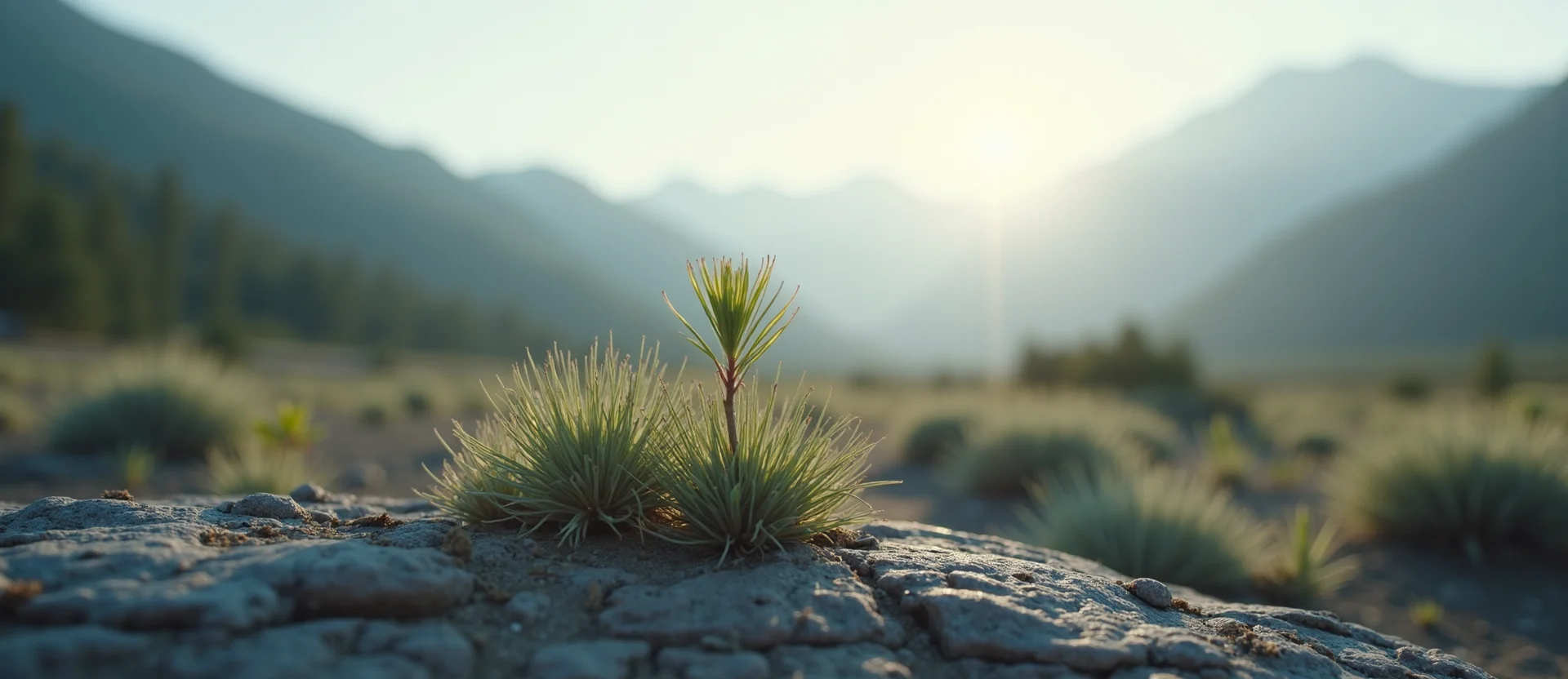 Symbolizing Seed/New Beginning: A local Mountain Mahogany sprouting sagebrush seedling. - AI Generated