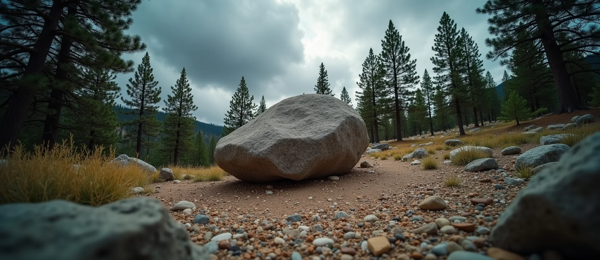 Symbolizing Stability/Peak: A local Ponderosa Pine unshakable boulder. - AI Generated