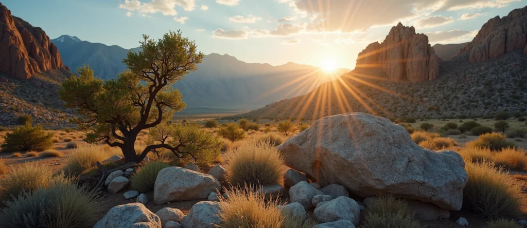 Symbolizing Growth/Resilience: A local Sagebrush (Artemisia tridentata) tree growing out of a rock cleft. - AI Generated