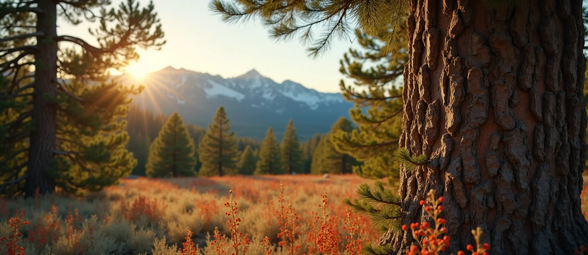 Symbolizing Stability/Peak: A local Indian Paintbrush distant Sierra horizon. - AI Generated