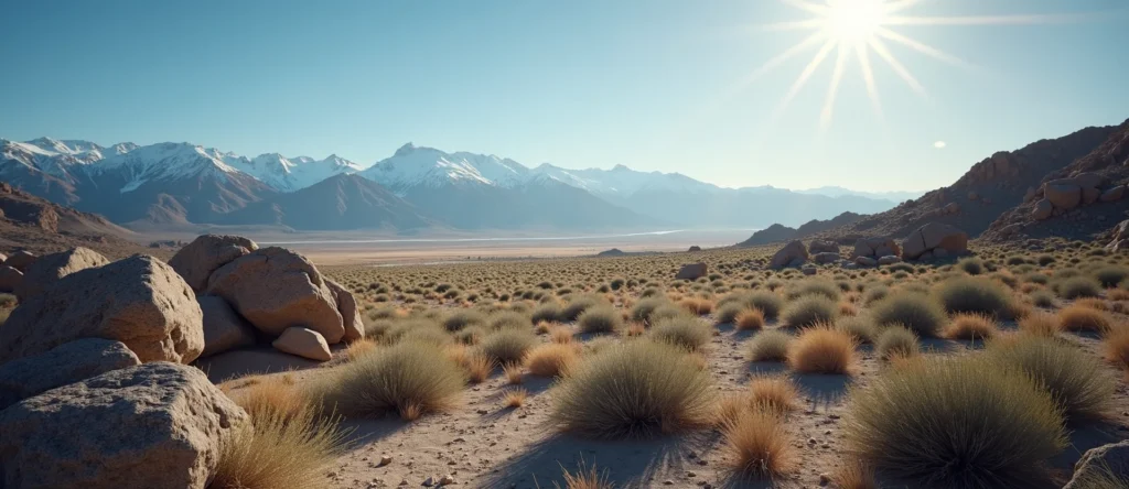 Symbolizing Stability/Peak: A local Desert Peach distant Sierra horizon. - AI Generated