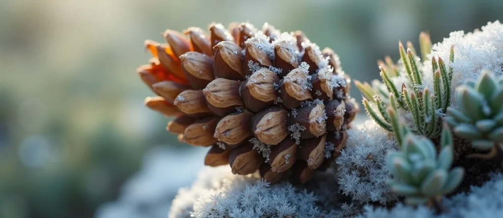 Symbolizing Seed/New Beginning: A local Sagebrush (Artemisia tridentata) opening pine cone. - AI Generated