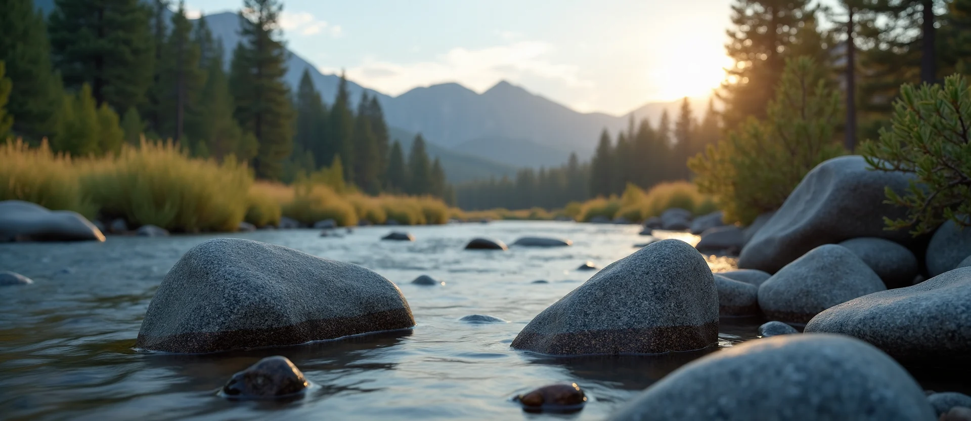 Symbolizing Flow/Cleansing: A local Bitterbrush smooth Truckee river stones. - AI Generated