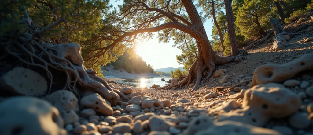 Symbolizing Growth/Resilience: A local Ponderosa Pine gnarled juniper roots. - AI Generated