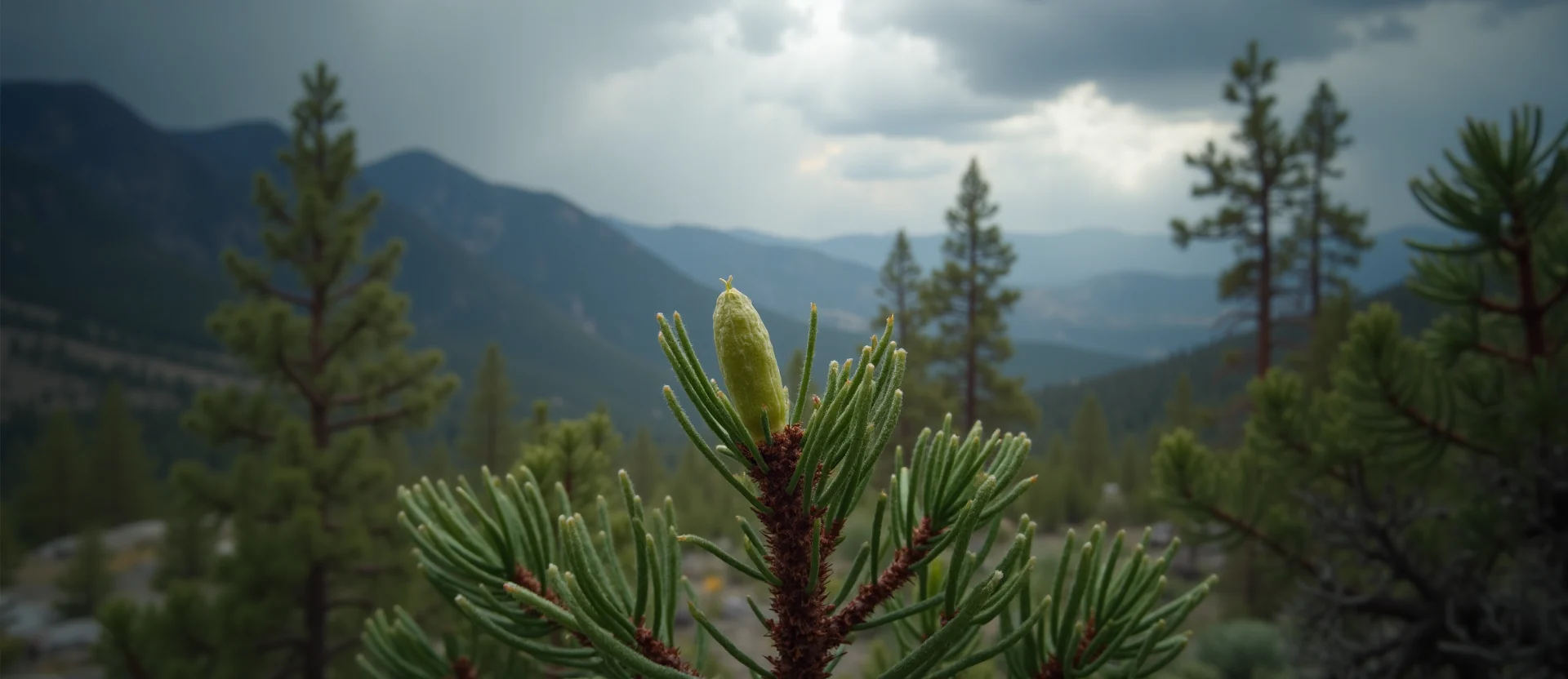 Symbolizing Seed/New Beginning: A local Desert Peach new green bud on a branch. - AI Generated