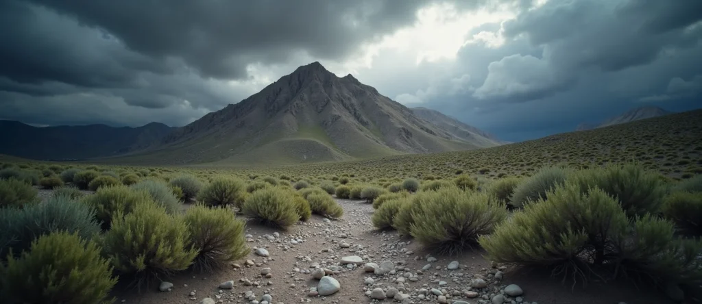 Symbolizing Stability/Peak: A local Sagebrush (Artemisia tridentata) solid mountain ridge. - AI Generated