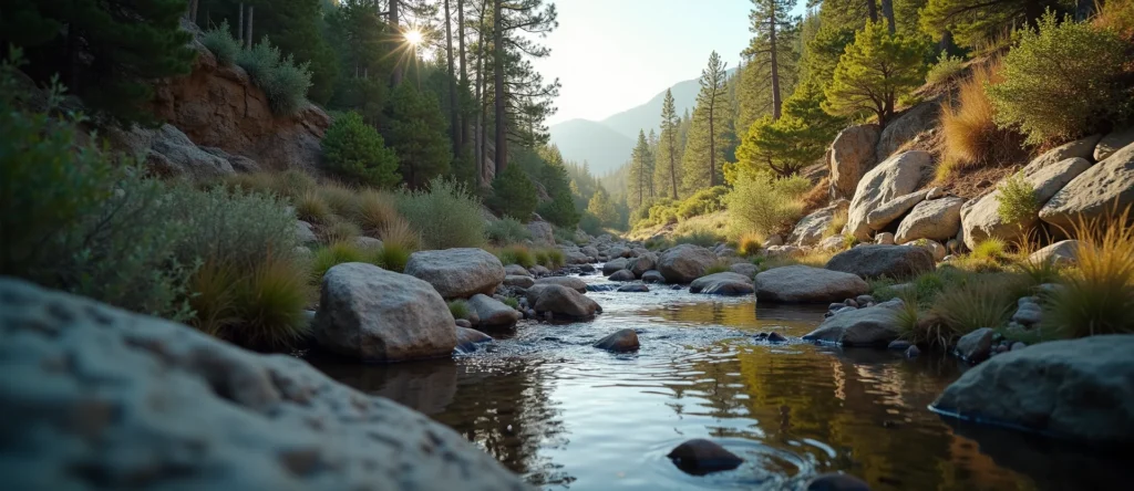 Symbolizing Flow/Cleansing: A local Manzanita babbling mountain creek. - AI Generated