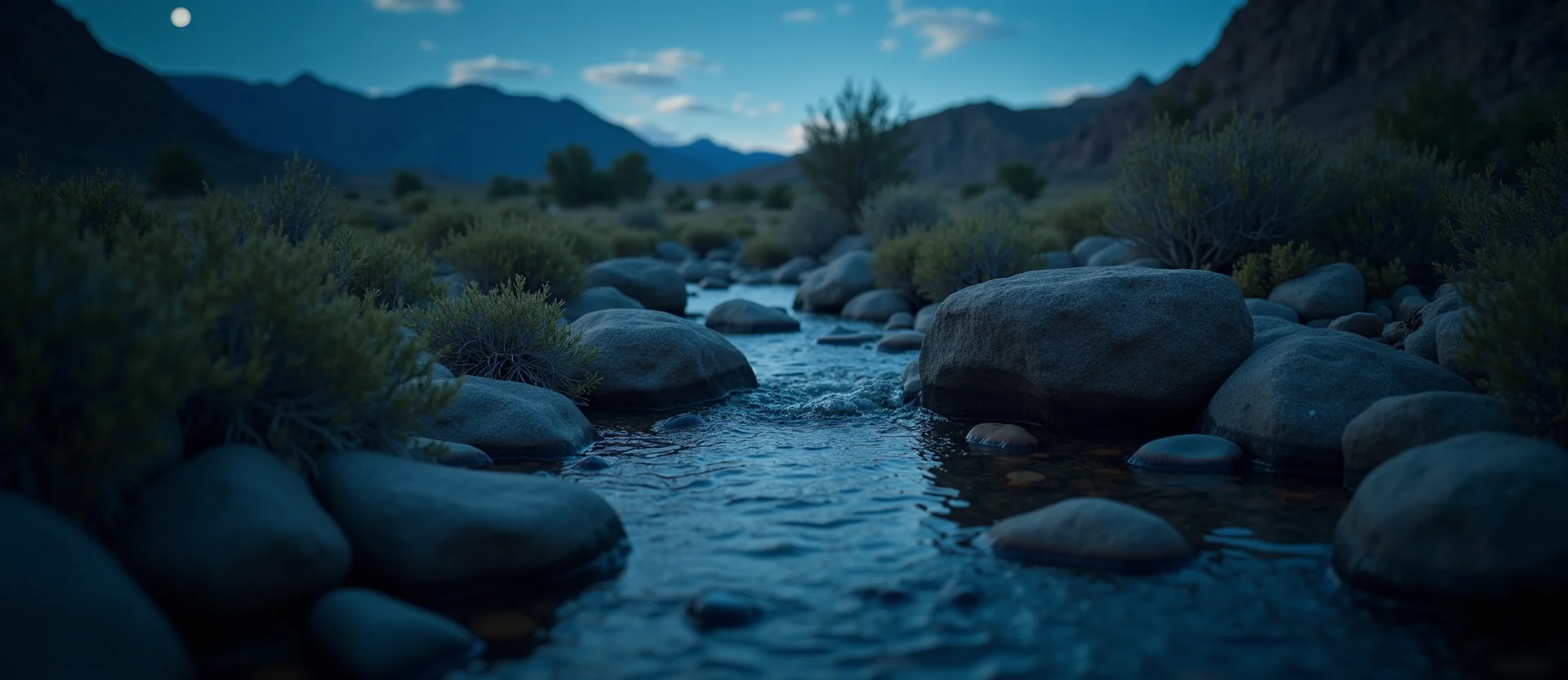 Symbolizing Flow/Cleansing: A local Bitterbrush hidden small waterfall. - AI Generated