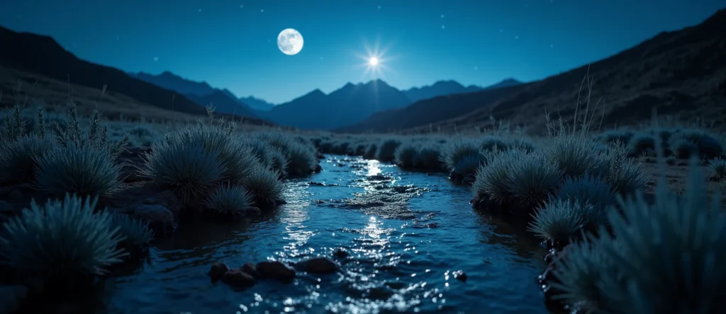 Symbolizing Flow/Cleansing: A local Bitterbrush clear cold snowmelt stream. - AI Generated
