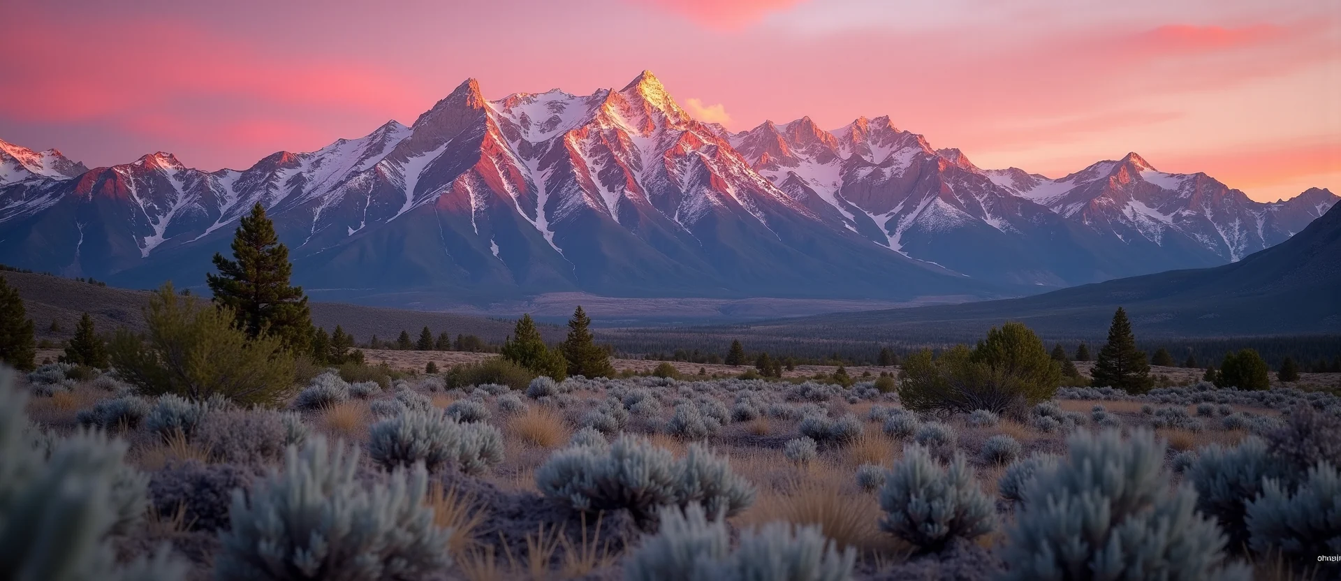 Symbolizing Stability/Peak: A local Rabbitbrush solid mountain ridge. - AI Generated