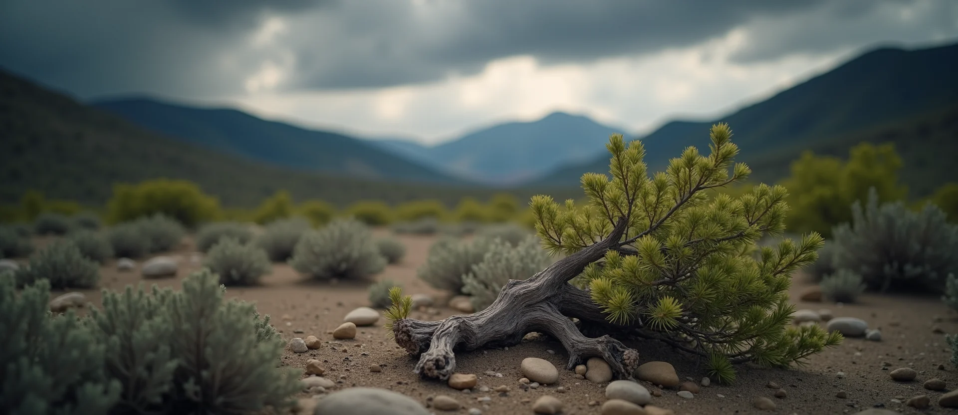 Symbolizing Growth/Resilience: A local Desert Peach gnarled juniper roots. - AI Generated
