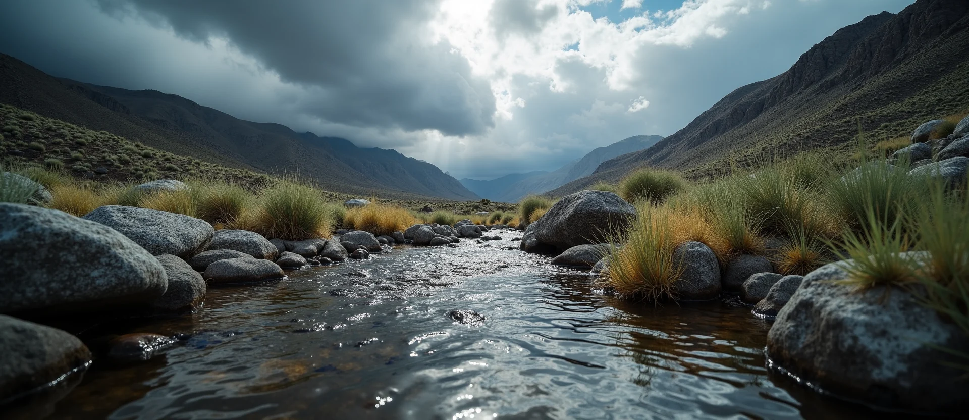 Symbolizing Flow/Cleansing: A local Sagebrush (Artemisia tridentata) clear cold snowmelt stream. - AI Generated