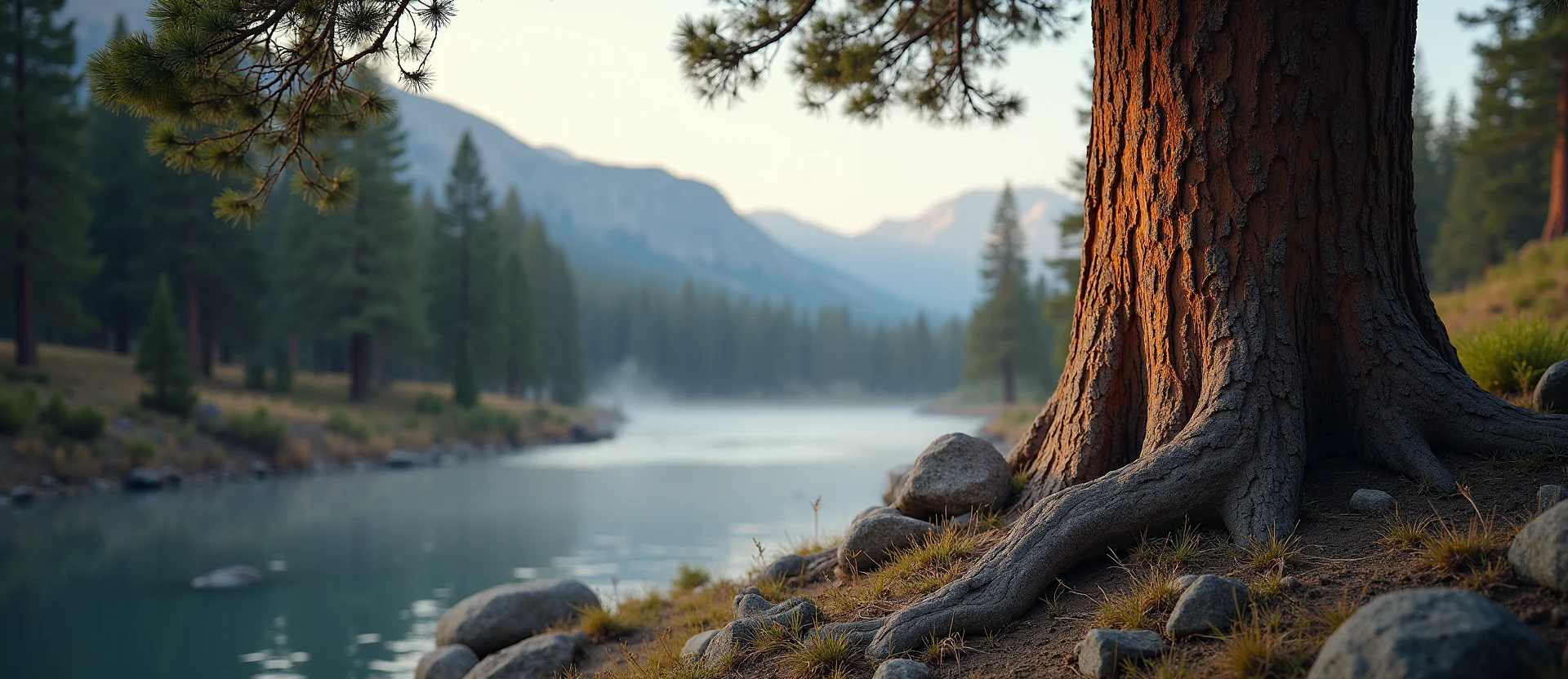 Symbolizing Growth/Resilience: A local Sierra Juniper tree growing out of a rock cleft. - AI Generated