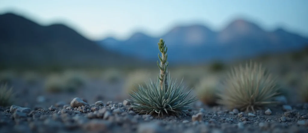 Symbolizing Seed/New Beginning: A local Desert Peach sprouting sagebrush seedling. - AI Generated