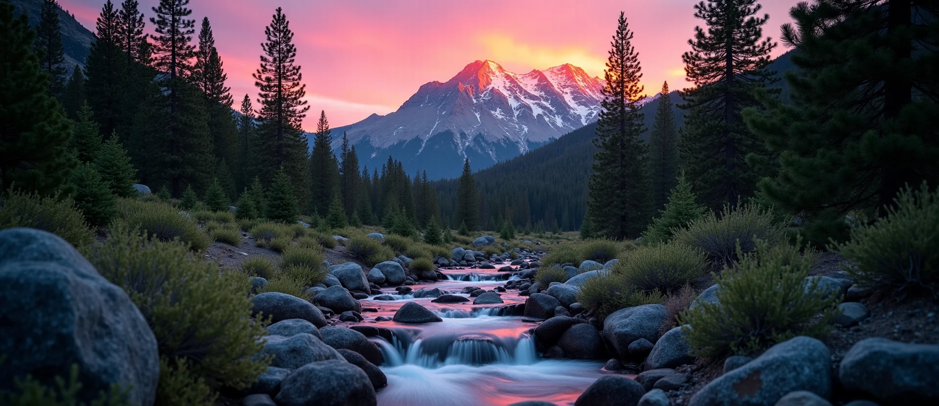 Symbolizing Flow/Cleansing: A local Ponderosa Pine hidden small waterfall. - AI Generated