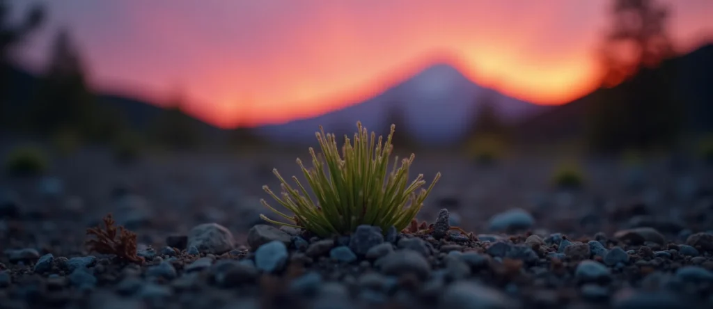 Symbolizing Seed/New Beginning: A local Manzanita sprouting sagebrush seedling. - AI Generated