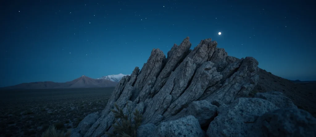 Symbolizing Stability/Peak: A local Rabbitbrush jagged granite peak. - AI Generated