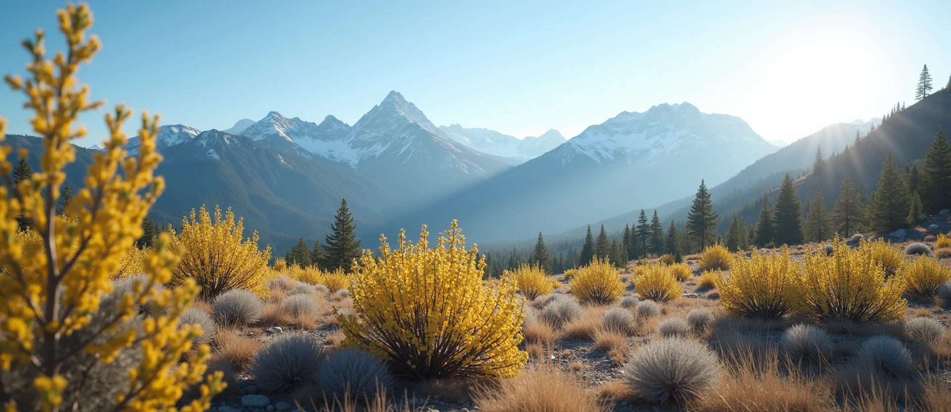 Symbolizing Identity/Local: A local Indian Paintbrush Sierra Nevada skyline. - AI Generated