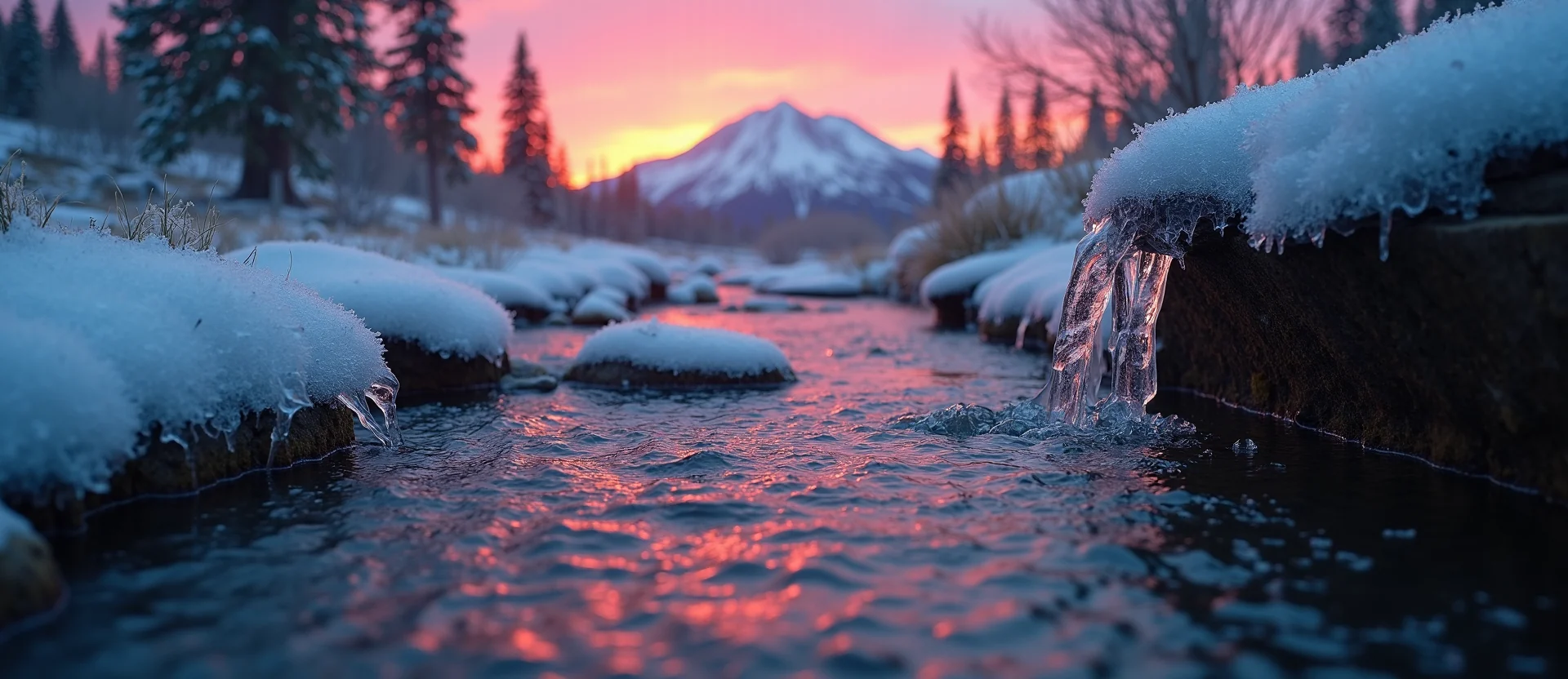 Symbolizing Flow/Cleansing: A local Quaking Aspen clear cold snowmelt stream. - AI Generated
