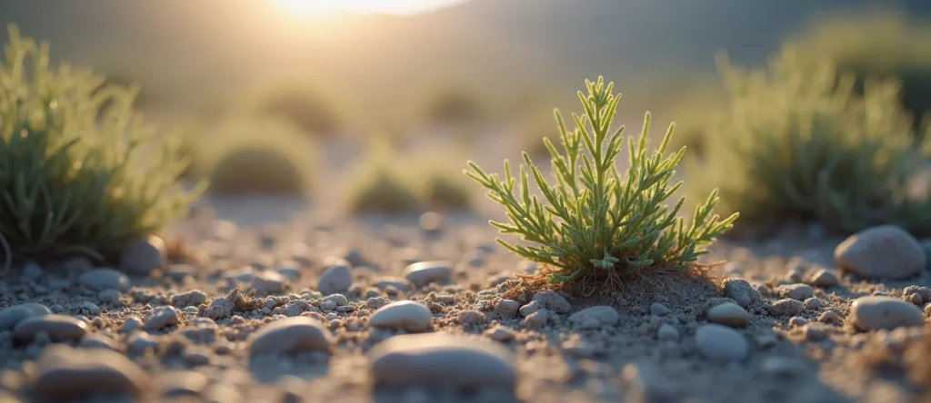 Symbolizing Seed/New Beginning: A local Sagebrush (Artemisia tridentata) sprouting sagebrush seedling. - AI Generated