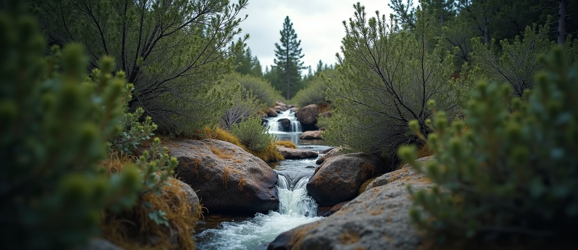 Symbolizing Flow/Cleansing: A local Manzanita hidden small waterfall. - AI Generated