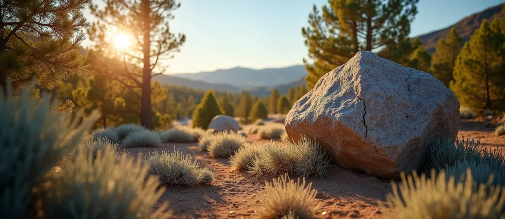Symbolizing Stability/Peak: A local Desert Peach unshakable boulder. - AI Generated