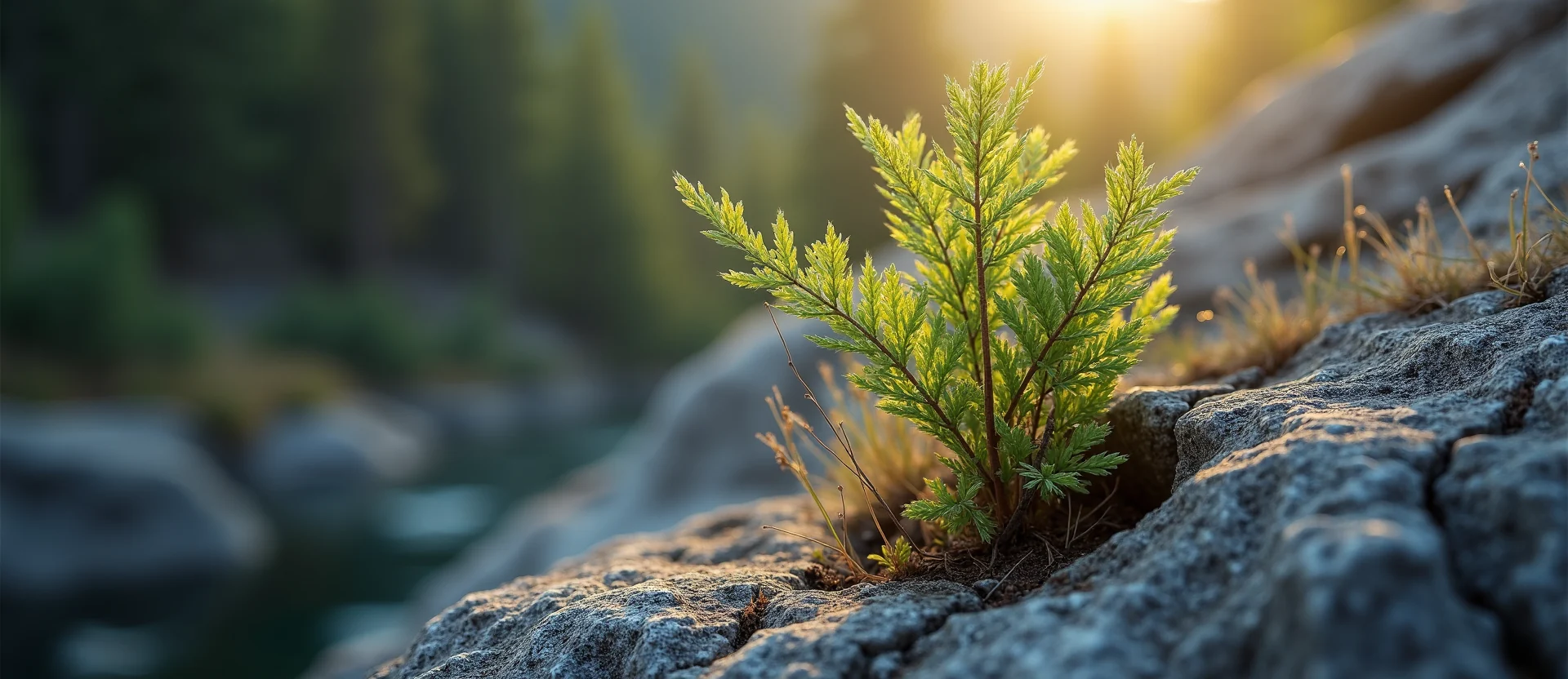 Symbolizing Growth/Resilience: A local Indian Paintbrush tree growing out of a rock cleft. - AI Generated
