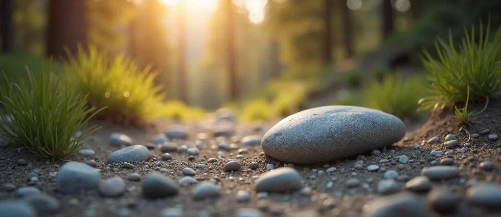 Symbolizing Flow/Cleansing: A local Bitterbrush smooth Truckee river stones. - AI Generated