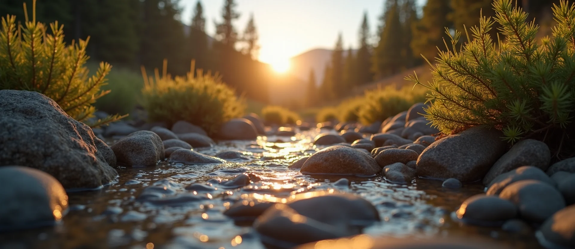 Symbolizing Flow/Cleansing: A local Rabbitbrush smooth Truckee river stones. - AI Generated