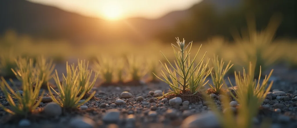 Symbolizing Seed/New Beginning: A local Mountain Mahogany sprouting sagebrush seedling. - AI Generated